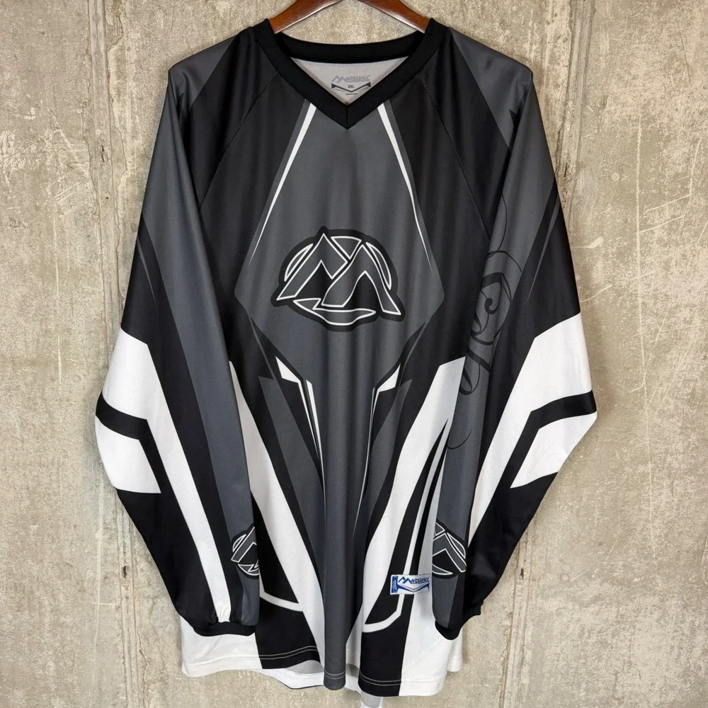 Marshall Racing Motocross Jersey Mens XXL Black Gray White Geometric MTB BMX - Picture 1 of 5